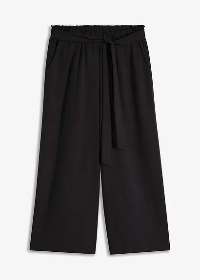 Culotte-Schlupfhose mit Umschlag in schwarz von vorne - bonprix