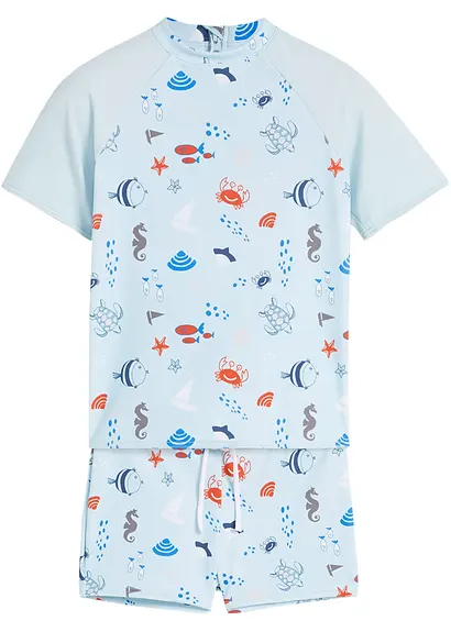 Kinder Badeshirt und Badehose (2-tlg.Set) in blau von vorne - bpc bonprix collection