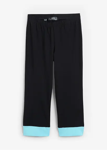 Capri-Leggings mit Kontrastbündchen in schwarz von vorne - bonprix