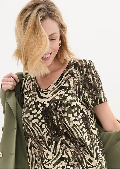 Shirt mit Gummibund in braun (Detailaufnahme) - bonprix