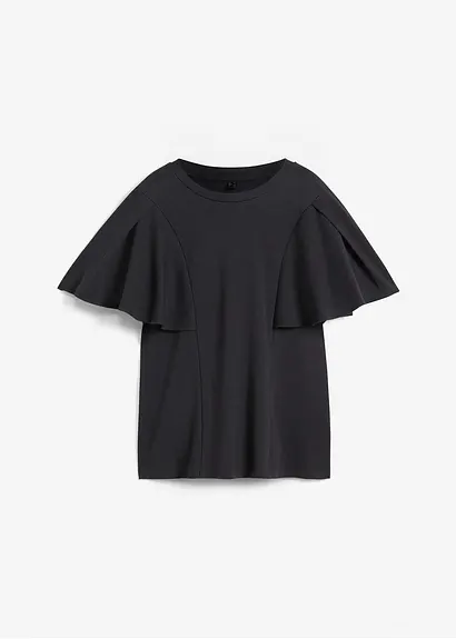 Shirt mit Cape-Sleeves in schwarz von vorne - bonprix