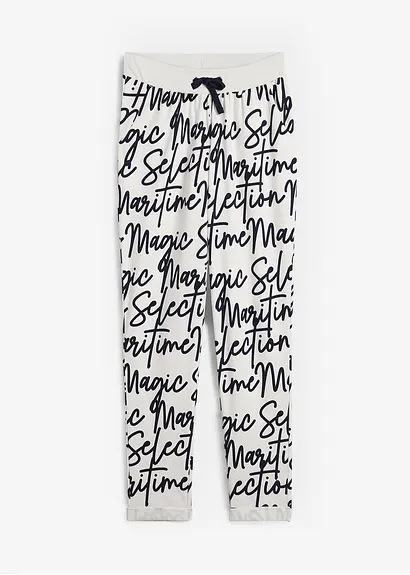 Schlupfhose mit Druck in weiß von vorne - bonprix