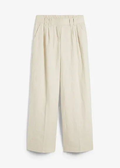 Leinenhose in beige von vorne - bonprix