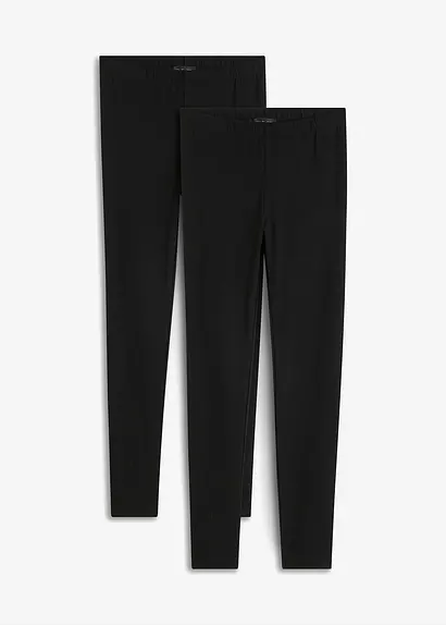 Leggings (2er-Pack) in schwarz von vorne - bonprix