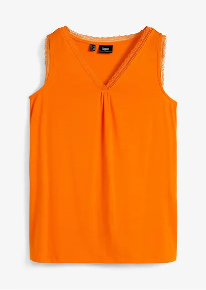 Viskose-Top mit Spitze in orange von vorne - bonprix