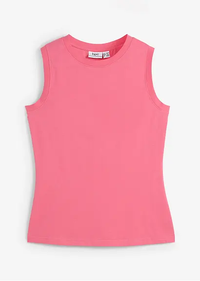 Tanktop mit reiner Bio-Baumwolle in pink von vorne - bonprix