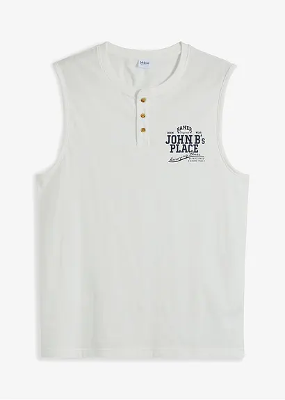 Henleymuskel-Shirt in weiß von vorne - John Baner JEANSWEAR