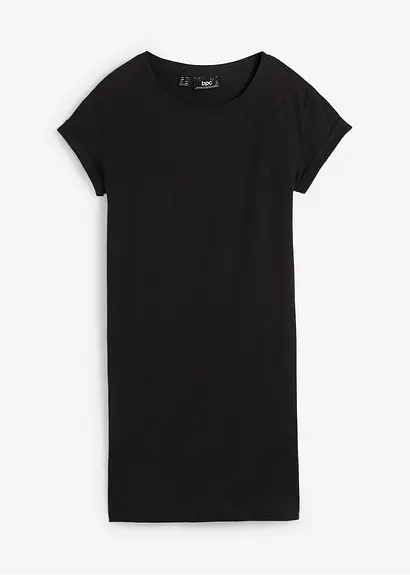 Jerseykleid aus reiner Bio-Baumwolle in schwarz von vorne - bonprix