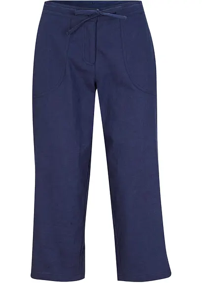 Leinen-3/4-Hose in blau von vorne - bonprix