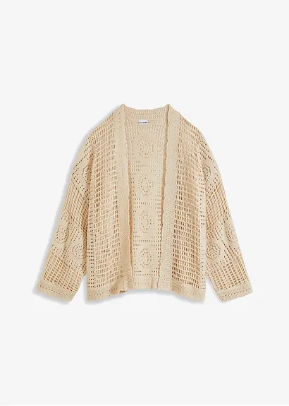 Strickjacke in beige von vorne - bonprix