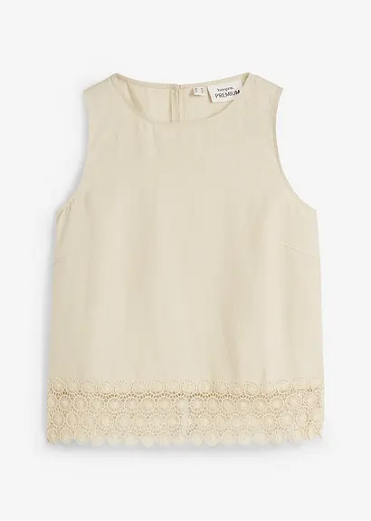 Top aus reinem Leinen in beige von vorne - bonprix
