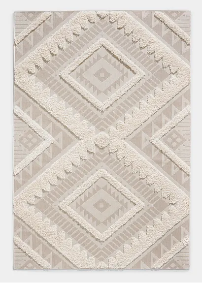 In- und Outdoor Hochflor Teppich mit plastischer Musterung in beige - bonprix