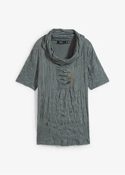 Crinkel-Shirt-Tunika, 1/2-Arm in grün von vorne - bonprix