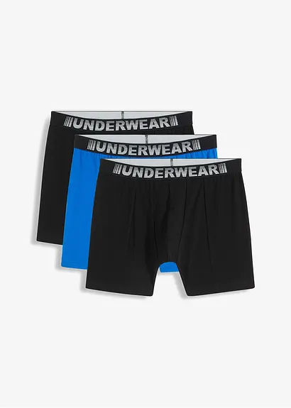 Boxershorts eng, mittlellang (3er Pack) in schwarz von vorne - bonprix