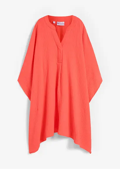 Strandtunika aus luftigem Musselin in orange von vorne - bonprix