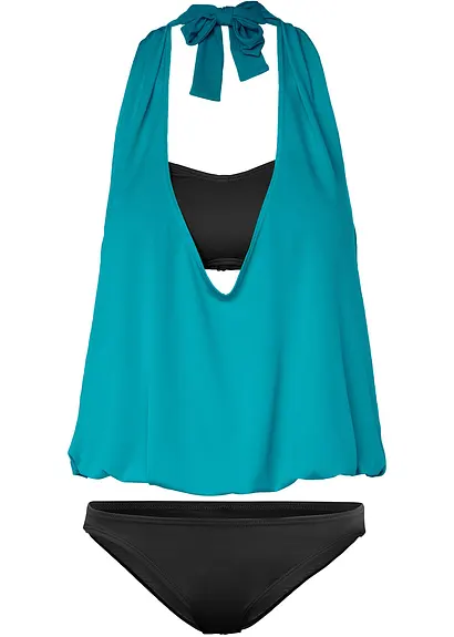 Tankini (3-tlg. Set) in schwarz - bonprix