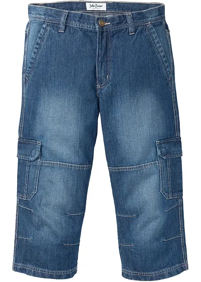 Regular Fit 3/4 Cargojeans, Straight in blau von vorne - bonprix