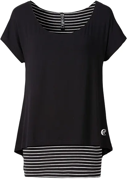 2-in-1-Shirt in schwarz - bonprix