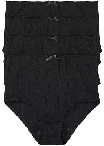 Taillenslip aus leichter Baumwolle (4er Pack) in schwarz von vorne - bonprix