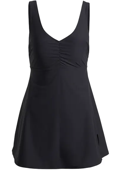 Medium Shape-Badekleid mit V-Ausschnitt in schwarz von vorne - bonprix