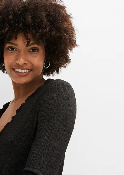 Shirtjacke in schwarz (Detailaufnahme) - bonprix