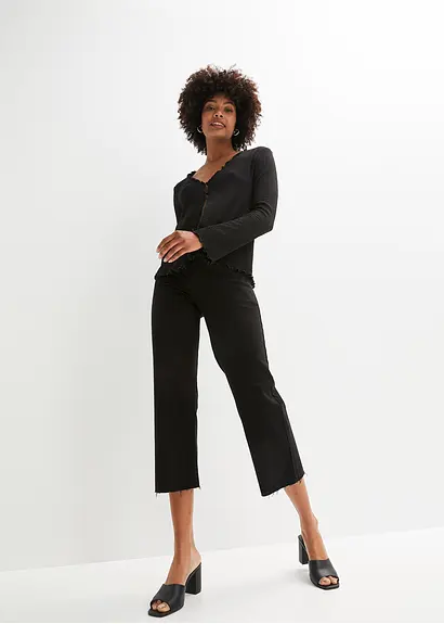 Shirtjacke in schwarz im Look von vorne (Totalaufnahme) - bonprix