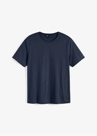 T-Shirt aus reiner Bio-Baumwolle in blau von vorne - bonprix