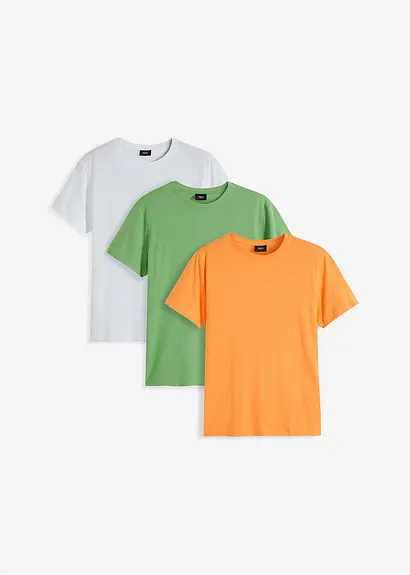 T-Shirt (3er Pack) in orange von vorne - bonprix