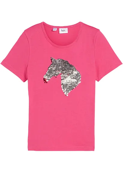 T-Shirt aus reiner Bio-Baumwolle in pink von vorne - bonprix