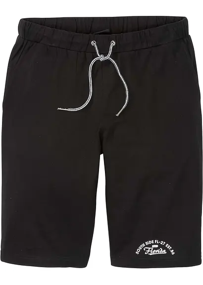 Jersey-Bermuda aus reiner Bio-Baumwolle in schwarz von vorne - bonprix