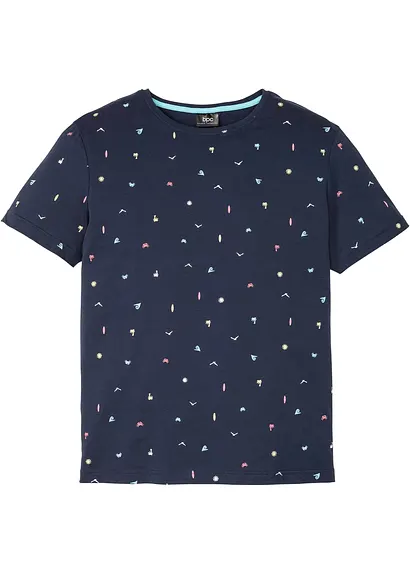 T-Shirt aus reiner Bio-Baumwolle in blau von vorne - bonprix