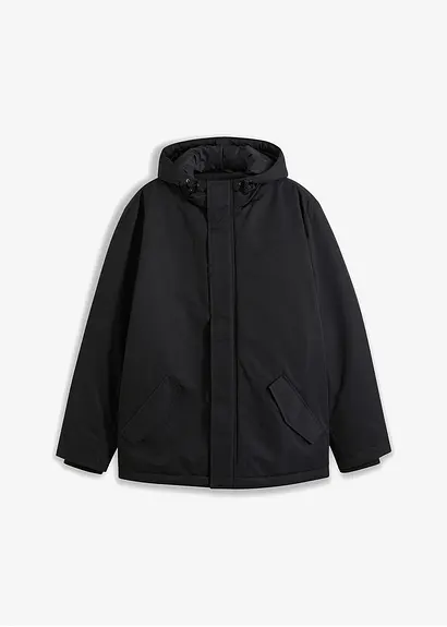 wattierte Winterjacke in schwarz von vorne - bonprix
