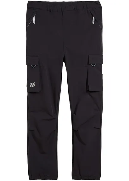 wasserabweisende Stretch-Softshellhose in schwarz von vorne - bonprix