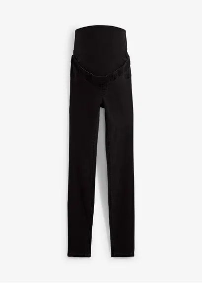 Wärmende Umstandsjeggings mit leicht angerauter Innenseite in schwarz von vorne - bonprix