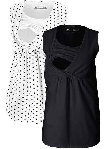 Umstands- und Stilltop (2er Pack) in schwarz von vorne - bonprix