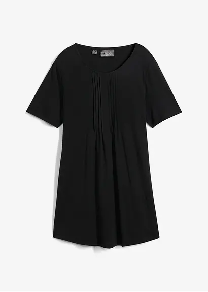 T-Shirt in A-Linien-Form, kurzarm in schwarz von vorne - bonprix