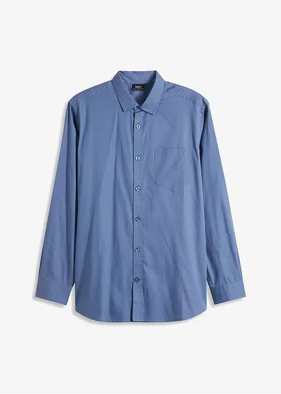 Langarmhemd aus reiner Baumwolle in blau von vorne - bonprix