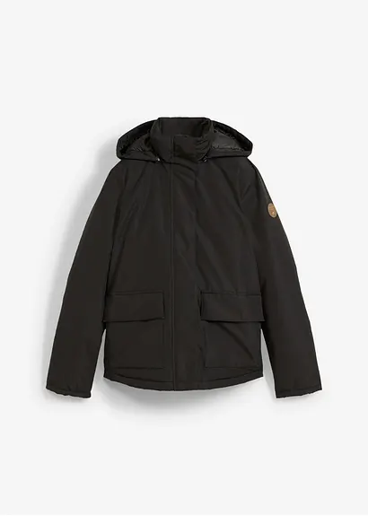 Winterjacke mit aufgesetzen Taschen in schwarz von vorne - bonprix