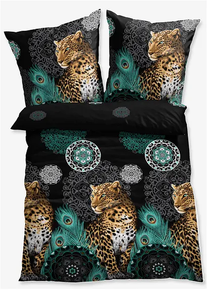 Bettwäsche mit Leopard in grau - bonprix