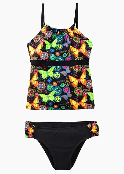 Tankini aus recyceltem Polyamid (2-tlg. Set) in schwarz von hinten - bonprix