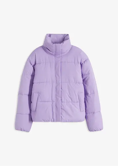 Steppjacke mit Stehkragen in lila von vorne - bonprix