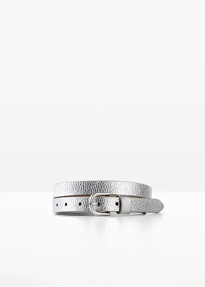 Ledergürtel in silber von vorne - bonprix