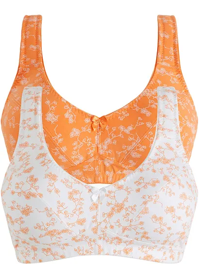 BH ohne Bügel mit weicher Bio-Baumwolle (2er Pack) in orange von vorne - bonprix