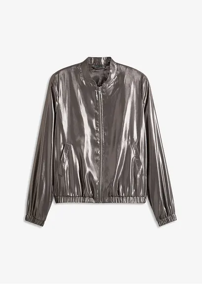 Blouson mit Glanz-Optik in grau von vorne - bonprix