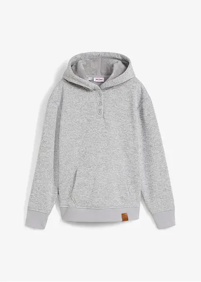 Super-Kuschel-Kapuzensweatshirt in grau von vorne - bonprix