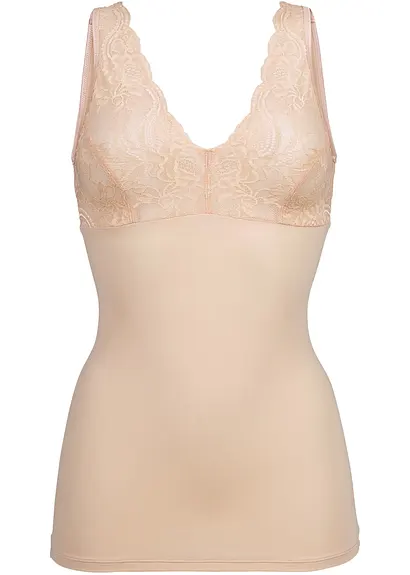 Shapetop mit Spitze und mittlerer Formkraft in grau von vorne - bonprix