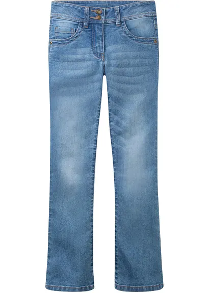 Bootcut Stretch-Jeans Mid Waist in blau von vorne - bonprix