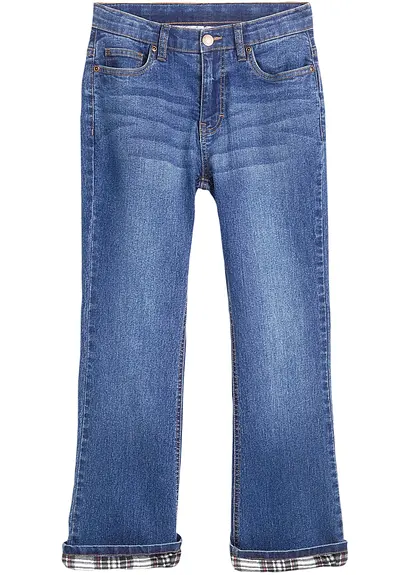 Thermojeans Flared, High Waist in blau von vorne - bonprix