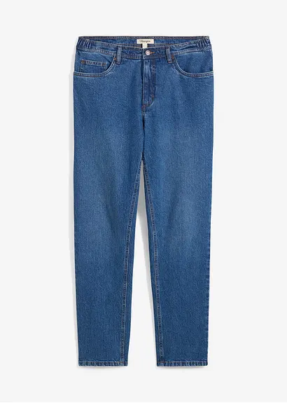 Classic Fit Stretch-Jeans mit seitlichem Dehnbund, Straight in blau von vorne - bonprix