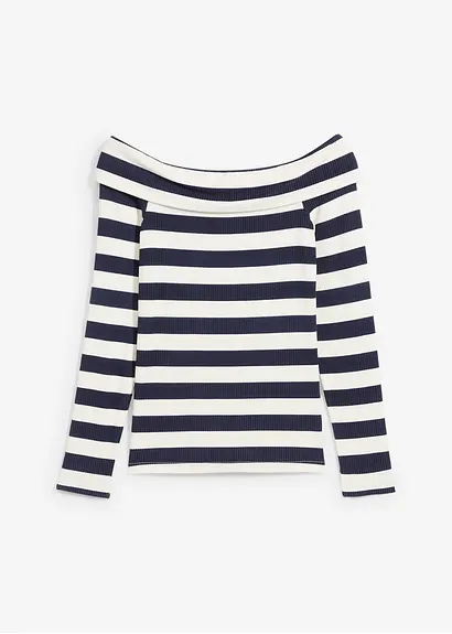 Carmenshirt aus softer Viscose in blau von vorne - bonprix